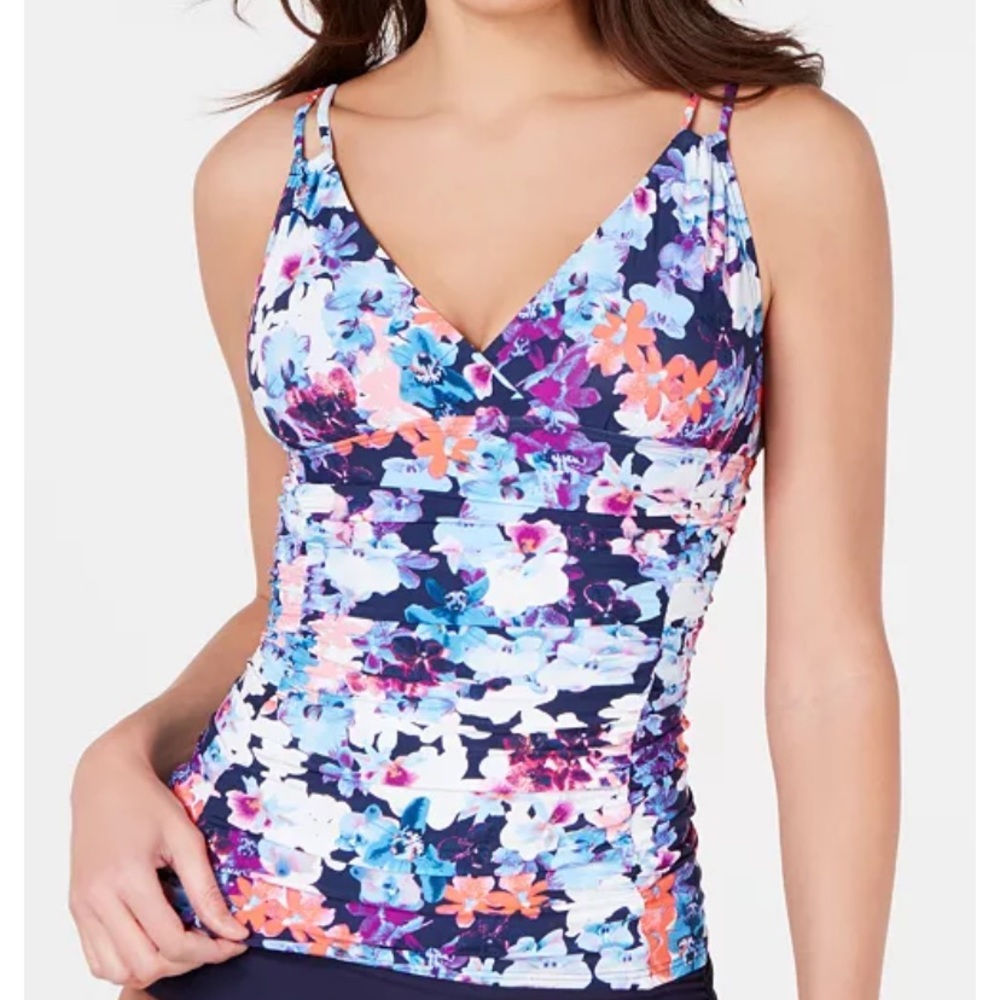Calvin Klein Floral Liquid Touch Tankini Top